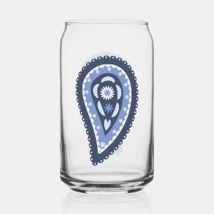 Blauw paisleypatroon blikvorm glas