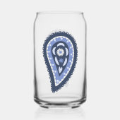 Blauw paisleypatroon blikvorm glas (Achterkant)