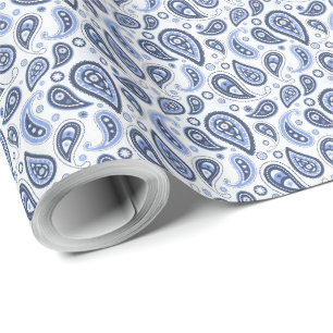 Blauw paisleypatroon cadeaupapier
