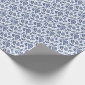 Blauw paisleypatroon cadeaupapier (Hoek)