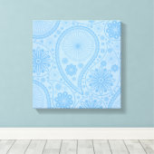 Blauw paisleypatroon canvas afdruk (Insitu (Houten vloer))