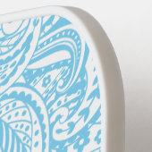Blauw paisleypatroon en roze monogram pickleball paddle (Links Detail)