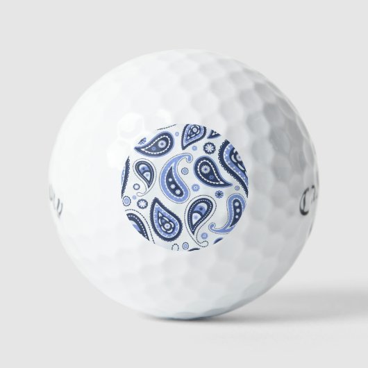 Blauw paisleypatroon golfballen (Voorkant)