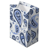 Blauw paisleypatroon medium cadeauzakje (Voorkant Gekanteld)