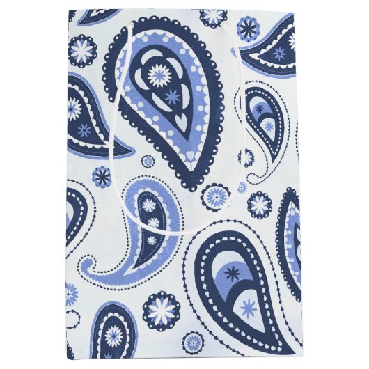 Blauw paisleypatroon medium cadeauzakje (Voorkant)