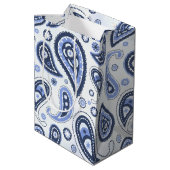 Blauw paisleypatroon medium cadeauzakje (Achterkant Gekanteld)