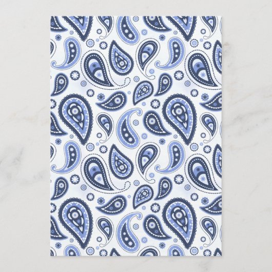 Blauw paisleypatroon menu (Voorkant)
