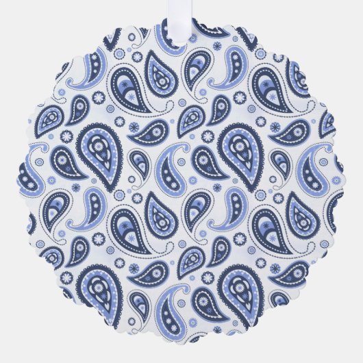 Blauw paisleypatroon ornament kaart (Voorkant)