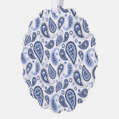 Blauw paisleypatroon ornament kaart (Links)