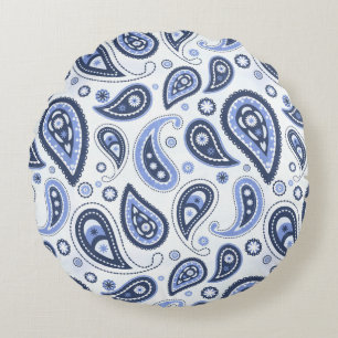 Blauw paisleypatroon rond kussen