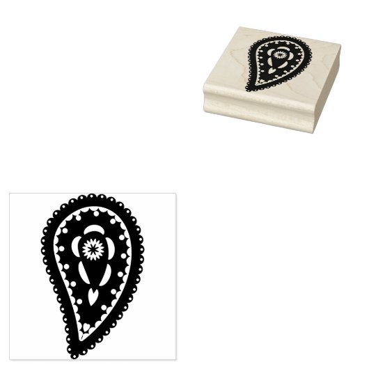 Blauw paisleypatroon rubberstempel (Gestempeld)