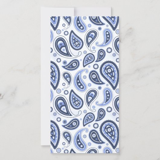 Blauw paisleypatroon save the date (Voorkant)