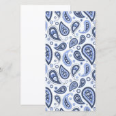 Blauw paisleypatroon save the date (Voorkant / Achterkant)