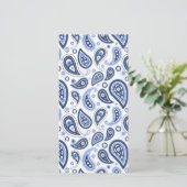 Blauw paisleypatroon save the date (Staand voorkant)