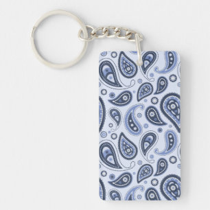 Blauw paisleypatroon sleutelhanger
