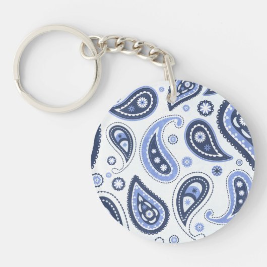 Blauw paisleypatroon sleutelhanger (Voorkant)