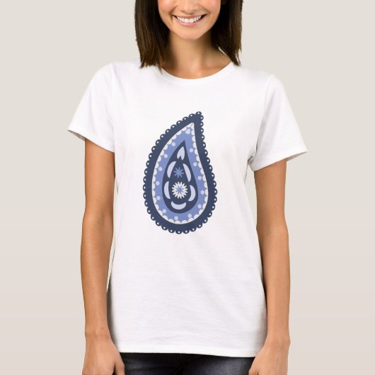 Blauw paisleypatroon t-shirt (Voorkant)
