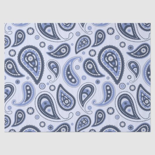 Blauw paisleypatroon tissuepapier (Voorkant)
