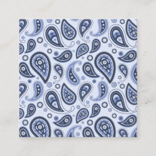 Blauw paisleypatroon vierkante visitekaartje
