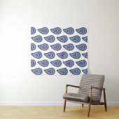 Blauw paisleypatroon wandkleed (In Situ (horizontaal))