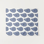 Blauw paisleypatroon wandkleed (Voorkant (horizontaal))