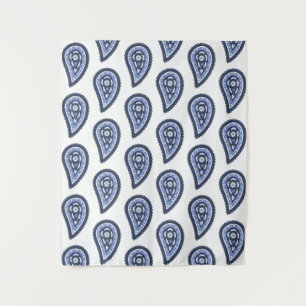 Blauw paisleypatroon wandkleed
