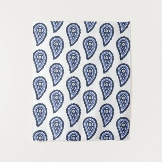 Blauw paisleypatroon wandkleed (Voorkant)