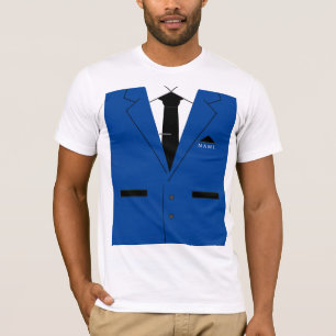 Blauw pak met Stropdas Grappig T-shirt Aangepaste