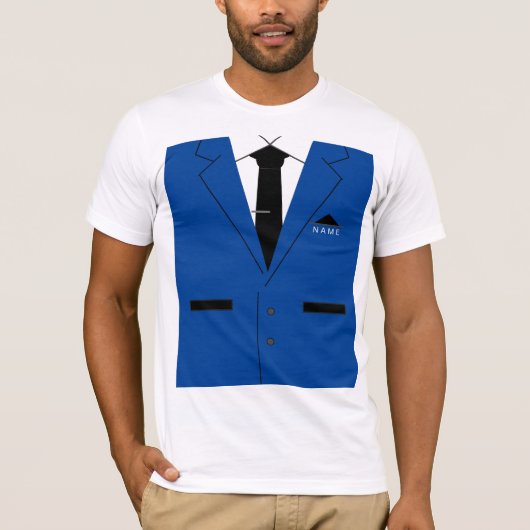 Blauw pak met Stropdas Grappig T-shirt Aangepaste  (Voorkant)