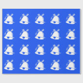 Blauw pakpapier met belmotief (Vlak)
