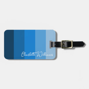 BLAUW PALETTE KLEUR STRIPEN PATROON DOUANE NAAM BAGAGELABEL