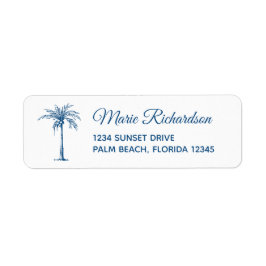 Blauw Palm Beach Huwelijksretouradres Etiket