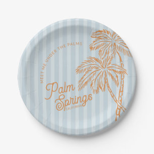 Blauw Palm Spring Pastelkleurige Strand Feest Arti Papieren Bordje