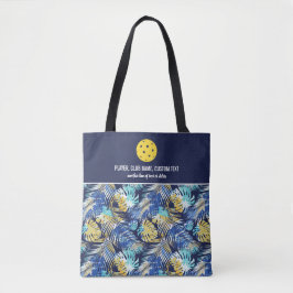 Blauw palmboompatroon Aangepast Pickleball Paddle Tote Bag