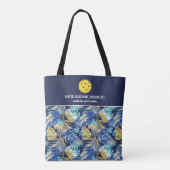 Blauw palmboompatroon Aangepast Pickleball Paddle Tote Bag (Achterkant)