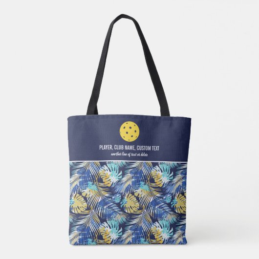 Blauw palmboompatroon Aangepast Pickleball Paddle Tote Bag (Achterkant)