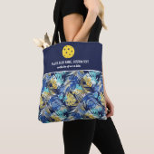 Blauw palmboompatroon Aangepast Pickleball Paddle Tote Bag (Dichtbij)