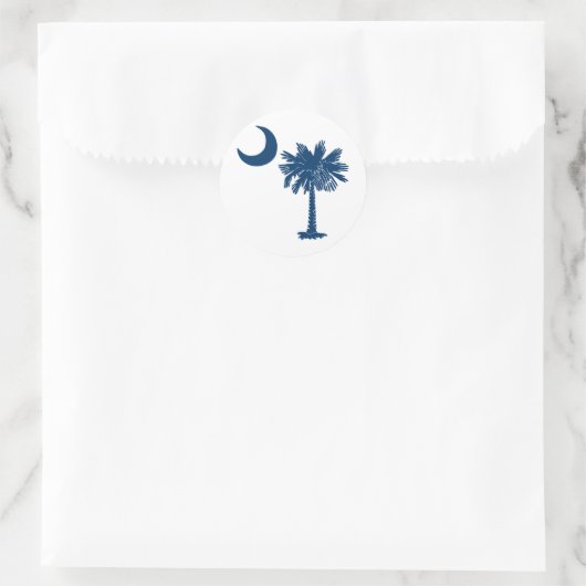 Blauw Palmetto op witte Sticker (Tas)
