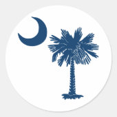 Blauw Palmetto op witte Sticker (Voorkant)