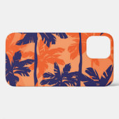 Blauw palmsilhouet, oranje achtergrond Case-Mate iPhone case (Achterkant (horizontaal))