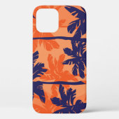 Blauw palmsilhouet, oranje achtergrond Case-Mate iPhone case (Achterkant)