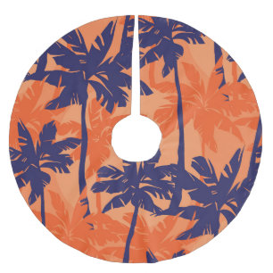 Blauw palmsilhouet, oranje achtergrond kerstboom rok