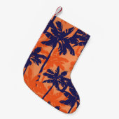 Blauw palmsilhouet, oranje achtergrond kleine kerstsok (Voorkant (Hangend))