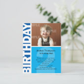 Blauw paneel 2e verjaardag Uitnodiging Briefkaart (Staand voorkant)