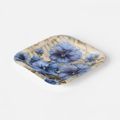 Blauw Pansies Muziekblad Papieren Bordje (Gebogen)