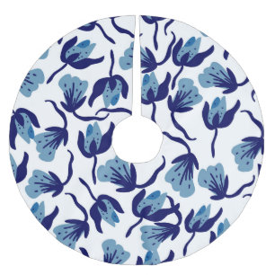 Blauw Pansy Floral: met de hand getekend naadloos. Kerstboom Rok