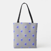 Blauw Pansy op Grijs Tote Bag (Achterkant)