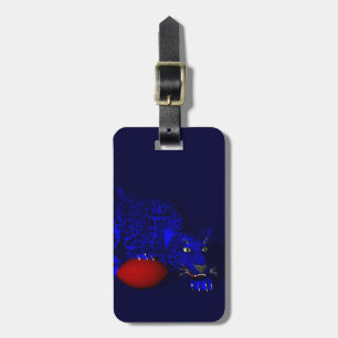 Blauw panter bagagelabel