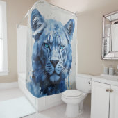 Blauw panter douchegordijn (In situ)