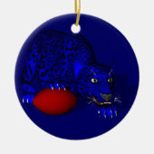 Blauw panter keramisch ornament (Voorkant)